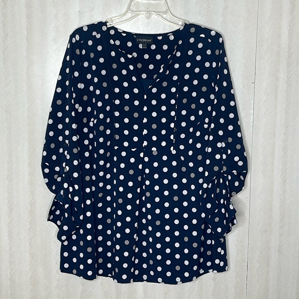 ❤️ LANE BRYANT Polka Dot Blouse Size 14/16 - Picture 2 of 4
